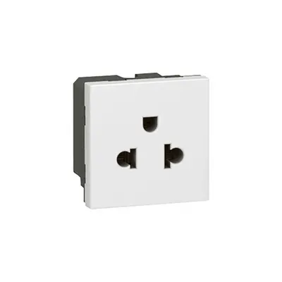 priza Mosaic - Euro-US - 2P+E - 2 module - alb