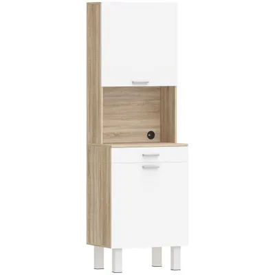 HOMCOM Mobilier Bucătărie 174 cm cu Sertar, Rafturi, Blat și Orificiu pentru Cabluri | Aosom Romania