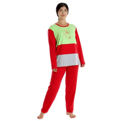 Pijama dama AI2358 rosu/vernil/gri, Andana | marimea S