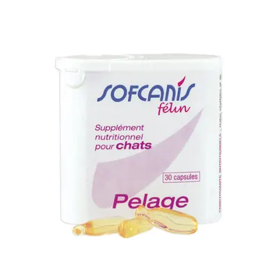 SOFCANIS Pelage, supliment piele & blană pisici, capsule SOFCANIS Pelage, supliment piele & blană pisici, flacon, 30 capsule