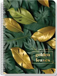 Caiet spiralat Black&White Golden Leaves - A5, 80 foi, sortiment