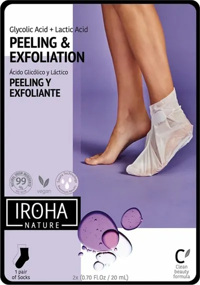 Iroha Nature Mască exfoliantă pentru picioare cu lavandă, 1 pereche