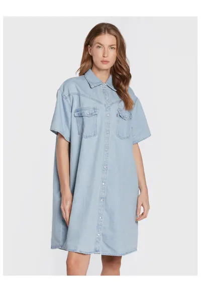 Rochie din denim dama - 301388395 - Bumbac - Albastru