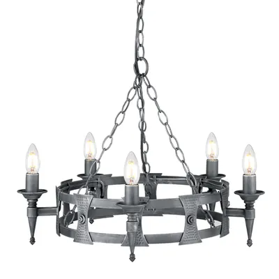 Corp de iluminat suspendat, lustra Saxon 5 Light Chandelier – Black/Silver
