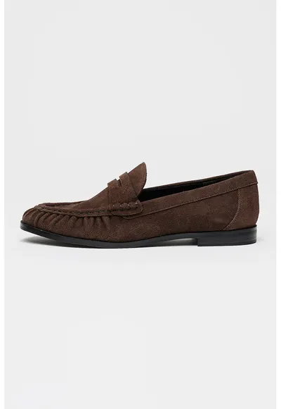 Pantofi loafer de piele intoarsa Astera - Maro inchis