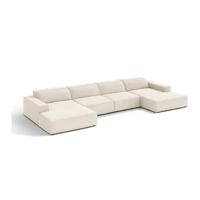 Colțar modular crem cu tapițerie din catifea (în formă de "U") Jodie – Micadoni