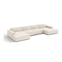 Colțar modular crem cu tapițerie din catifea (în formă de "U") Jodie – Micadoni