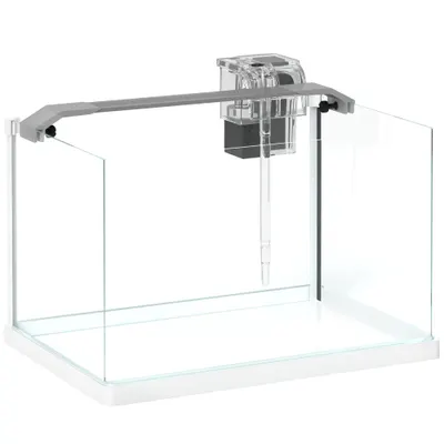 PawHut Acvariu pentru Pești Roșii din Sticlă cu Lumini LED cu Filtru și Pompă de Apă, 38x26x27 cm, Alb | Aosom Romania