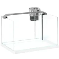 PawHut Acvariu pentru Pești Roșii din Sticlă cu Lumini LED cu Filtru și Pompă de Apă, 38x26x27 cm, Alb | Aosom Romania