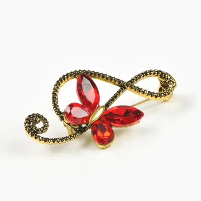 Brosa martisor Cheia Sol si fluture rosu