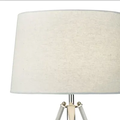 Veioza Griffith Table Lamp Polished Chrome With Grey Linen Shade