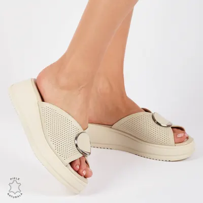 PAPUCI Dama DIN Piele Naturala CRL1436 BEJ