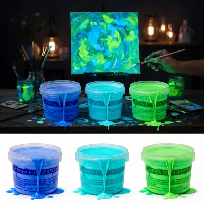 Vopsea glow in the dark fosforescenta, luminescenta, transparenta, set 3 culori