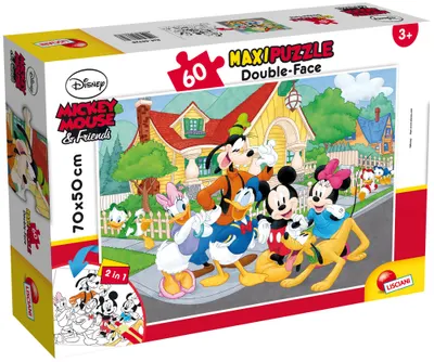 Puzzle cu două fețe Lisciani pentru colorare 60 piese - Mickey și prieteni