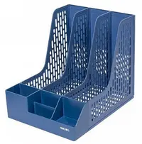 Suport vertical cu organizator Deli - 3 compartimente, albastru