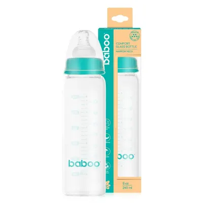 Biberon anticolici din sticla Baboo cu gat stramt 240 ml, 3 luni+