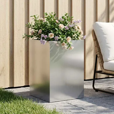 vidaXL Vază pentru Grădină Argintiu 40 x 40 x 60 cm Oțel Galvanizat