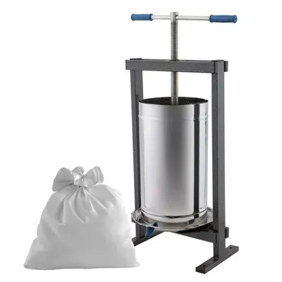 Teasc struguri inox VILEN 25L, cu ax filetat si tava colectare, presare manuala, uz gospodaresc, sac Colectare Inclus