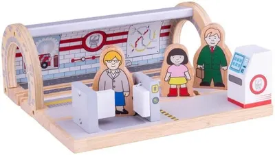 Set din lemn Bigjigs - Gara de metrou
