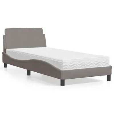 vidaXL Pat cu saltea, Dover, gri taupe, 90x200 cm, textil