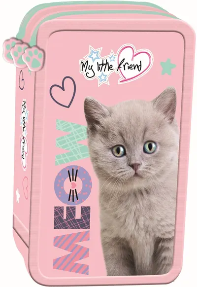 Penar cu rechizite St. Majewski My Little Friend - Fluffy Kitty, 3 fermoare