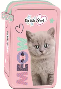Penar cu rechizite St. Majewski My Little Friend - Fluffy Kitty, 3 fermoare