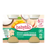 Crema din lapte de cocos cu mango si ananas Bio, 2 x 130g, BabyBio