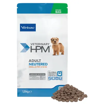 Hrana uscata pentru caini Virbac HPM Adult Neutered Small Toy 1,5 kg