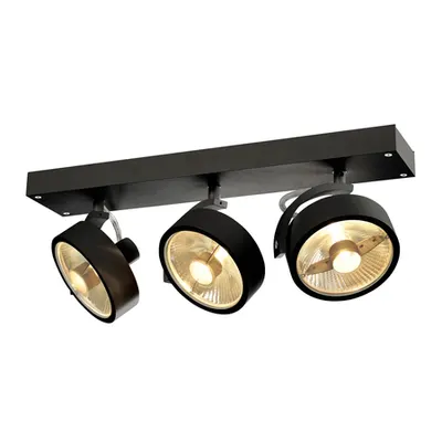 Corp iluminat TAVAN, Kalu de perete Luminita GU10, negru perete sI Plafon lumina, QPAR111, cu trei capete, negru, max. 75W