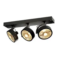 Corp iluminat TAVAN, Kalu de perete Luminita GU10, negru perete sI Plafon lumina, QPAR111, cu trei capete, negru, max. 75W,