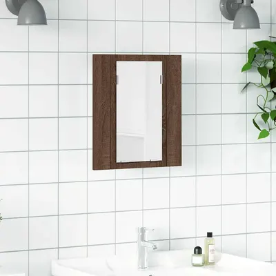vidaXL Dulap cu oglindă de baie LED, stejar maro, 40x12x45 cm, lemn