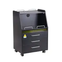 Dulap cosmetic cu sterilizator UV, doua sertare depozitare, raft, inaltime 82 cm, lemn, negru