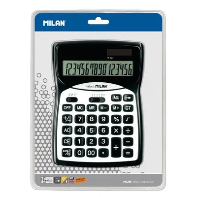 Calculator de birou Milan,16 cifre, alb-negru