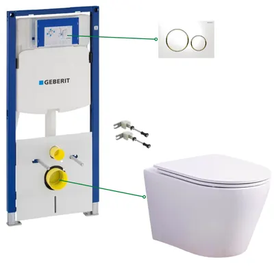 Set vas wc suspendat Oslo cu clapeta si rezervor wc incastrat Geberit Sigma