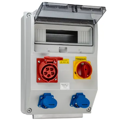 Cutie ind. de distributie fara protectie, cu intr. general Out:2×SCHUKO+1×16A(3P+N+E)