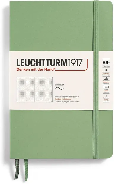 Caiet Leuchtturm1917 Paperback - B6+, verde deschis, pagini cu puncte, copertă moale