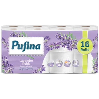 Hartie Igienica Pufina Lux, Lavanda, 3 Straturi, 16 Role