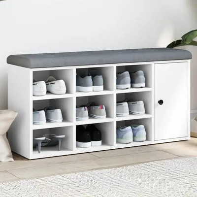 vidaXL Bancă de pantofi, alb, 102x32x50 cm, lemn prelucrat