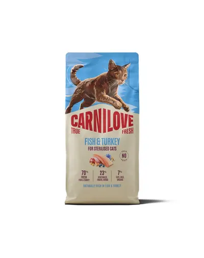 Hrană pisici steril CARNILOVE True Fresh Cat Fish and Turkey Sterilised 6 kg pește și curcan