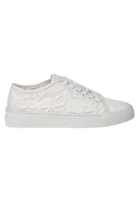 Pantofi sport cu garnituri de piele lacuita - Alb