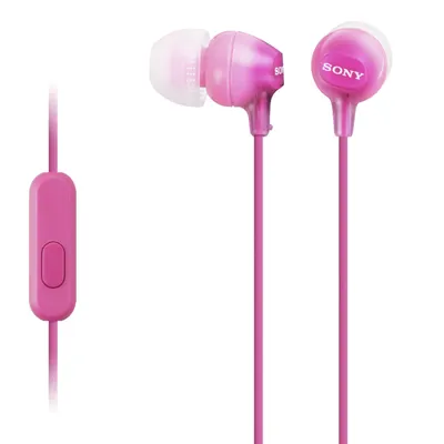 Căști cu microfon Sony - MDR-EX15AP, roz