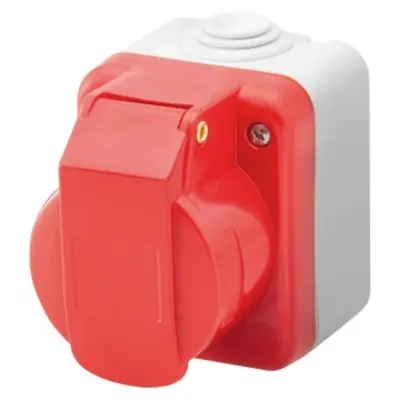 Wall-Mounting Industrial Socket-Outlet To Iec 309 Standard - 3p+e - 400v - Ip44 - Grey Ral 7035