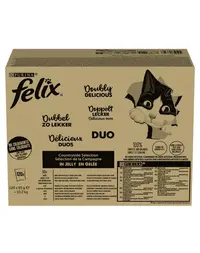 FELIX Fantastic DUO mix gusturi în jeleu hrană umedă pisici 120x85 g