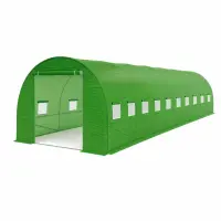 Sera tip tunel pentru gradina 3x10x2 m, cadru metalic galvanizat, 20 ferestre si folie PE verde