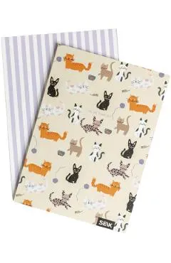 Set 2 caiete liniatura punctata: Kitties and Happiness