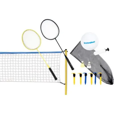 Set volei si badminton, 7in1, plasa, cadru, mingi, palete, 310x168 cm, multicolor