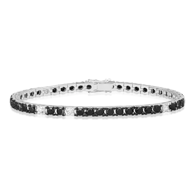 Bratara tennis din aur alb cu diamante negre de 7.2ct