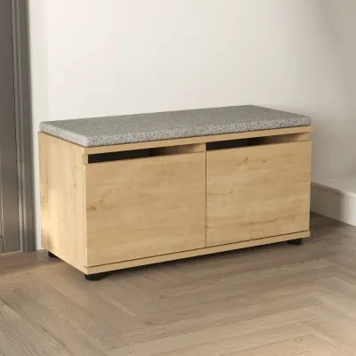Pantofar cu banca si perna de sezut, 1 raft, 80 x 34 x 42 cm, PAL melaminat 18 mm