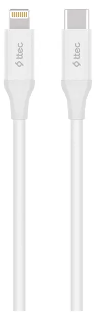 Cablu ttec - Lightning Fast Charging, USB-C/Lightnning, 1.5 m, alb