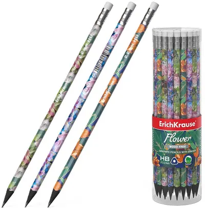 Creion grafit negru Erich Krause - Flower, HB, sortiment